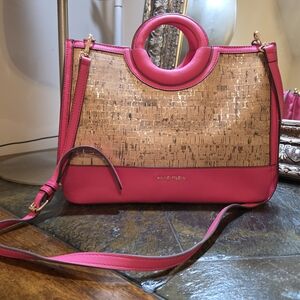 Anne Klein Pink and "Cork" Crossbody Bag/Satchel